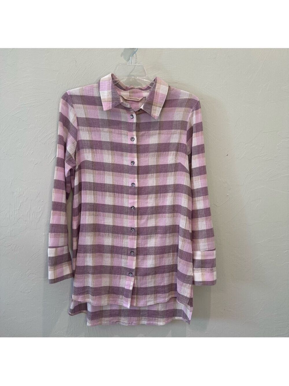 Soft Surroundings Light Purple Plaid Tunic Shirt Size XS